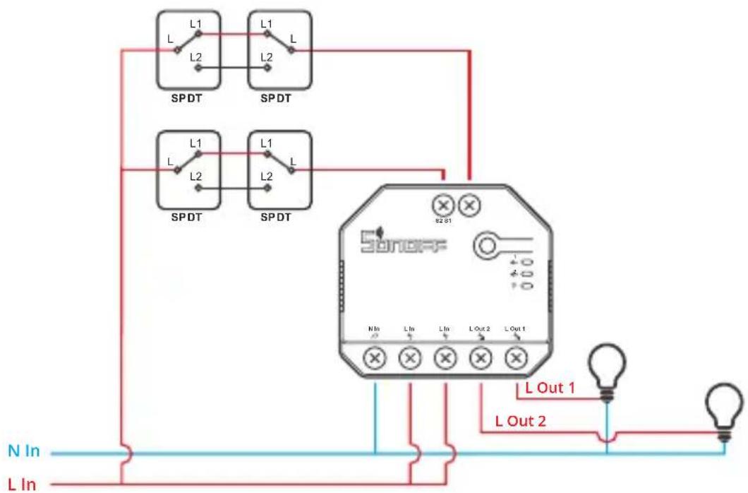 Sonoff Dual R3 - Light fixture wiring instruction: - 2