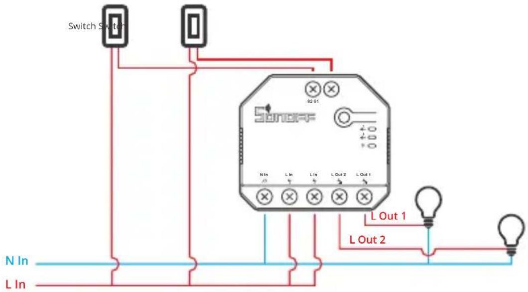 Sonoff Dual R3 - Инструкция по подключению светильника: - 1