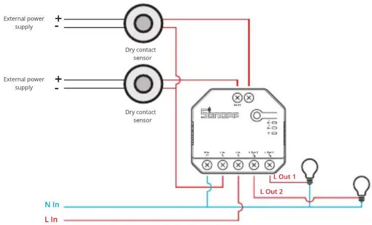 Sonoff Dual R3 - Light fixture wiring instruction: - 3