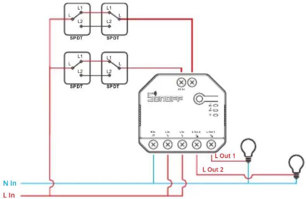Sonoff Dual R3 - Schéma de câblage de la lampe de contrôle: - 2
