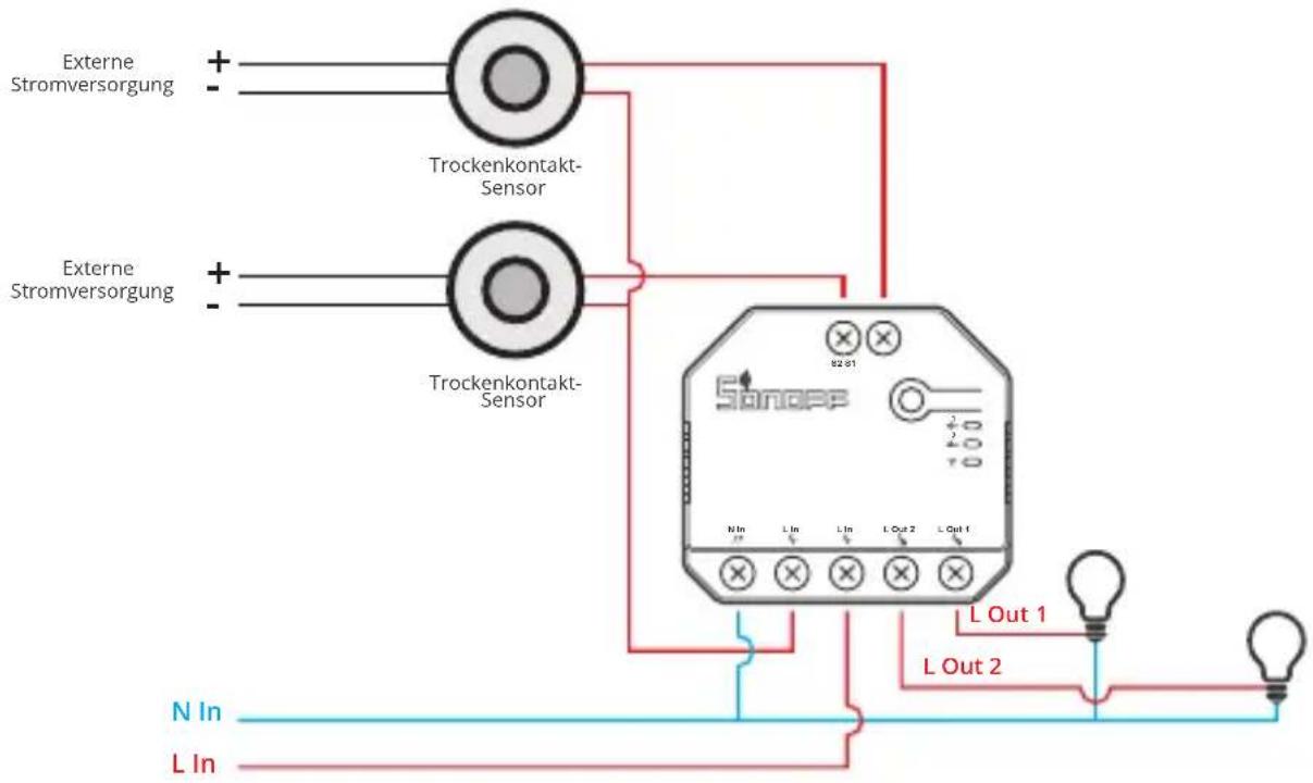 Sonoff Dual R3 - Anleitung zur Verkabelung des Beleuchtungskörpers - 3