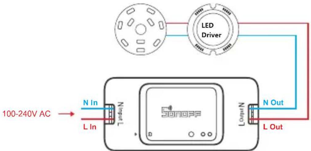 Sonoff BASICZBR3 - Ceiling lamp wiring instruction: - 1