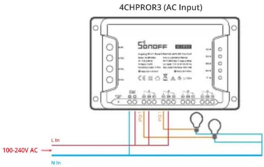 Sonoff 4CHR3 - Wiring instruction - 2