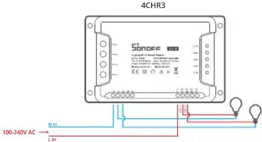 Sonoff 4CHR3 - Instructions de câblage - 1