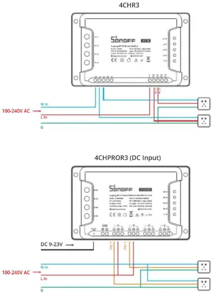 Sonoff 4CHR3 - Instructions de câblage - 3
