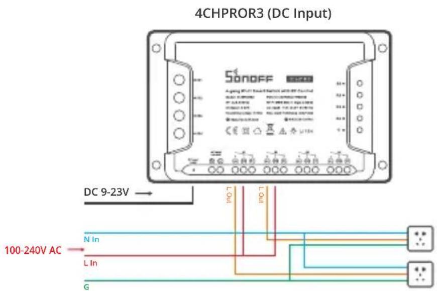 Sonoff 4CHR3 - Wiring instruction - 4