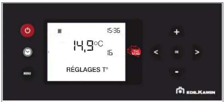 EDILKAMIN BLADE H 15 - - « REGLAGES T° » sur le panneau d'affichage (Réglage des Températures de l'eau) - 1
