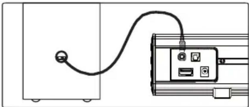 Majority Bowfell Plus - Conexión del subwoofer con la barra de sonido - 1