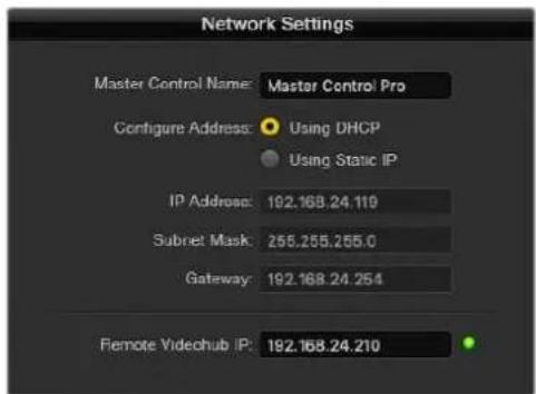 Blackmagic Design Videohub Master Control Pro - Network Settings - 3