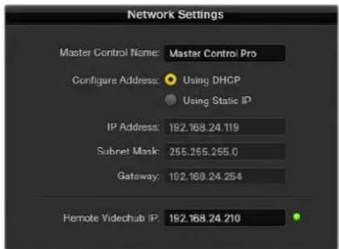 Blackmagic Design Videohub Master Control Pro - Configurações de Rede - 3