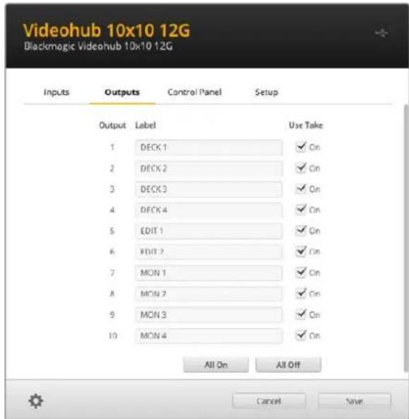 Blackmagic Design Videohub Master Control Pro - Abilitare le uscite alla selezione diretta - 1