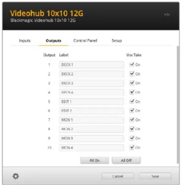 Blackmagic Design Videohub Master Control Pro - Setting Outputs to Cut Bus Mode - 1