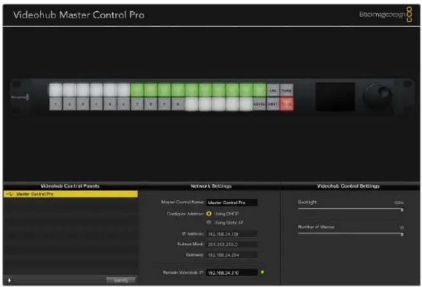 Blackmagic Design Videohub Master Control Pro - Ajustes de red - 1