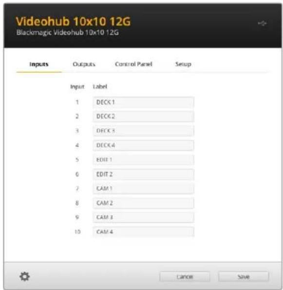 Blackmagic Design Videohub Smart Control Pro - Labelvergabe für Ein- und Ausgaben - 1