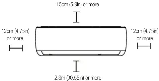 BEKO BEHPG 120 - Refer to the following diagram to ensure proper distance from walls and ceiling: - 1