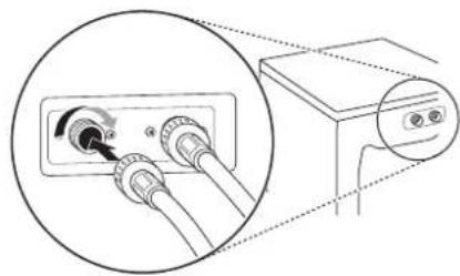 LG WM6998HVA - Attach the inlet hoses to the back of the washer. - 1