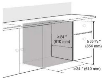 ≥24" (610 mm) ≥33 ½" (854 mm) ≥24" (610 mm)