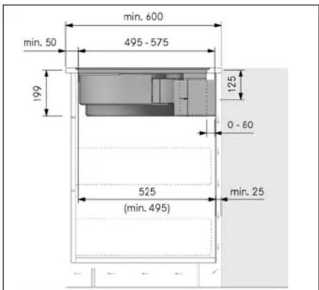 BORA M Pure - Dimensions de montage pour la variante de montage A - 1