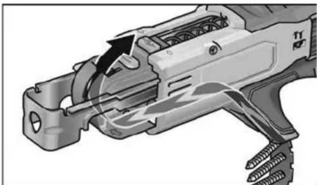 Flex DW 45 18.0-EC - Remove the screw magazine: - 3