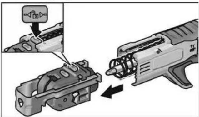 Flex DW 45 18.0-EC - Schroefmagazijn demonteren: - 1
