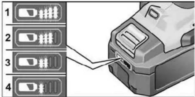 Flex DW 45 18.0-EC - Batteriets laddningsnivå - 1