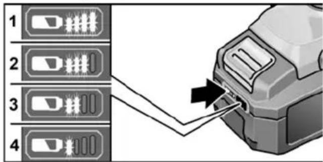 Flex DD 2G 10.8-EC - Batteriets laddningsnivå - 1
