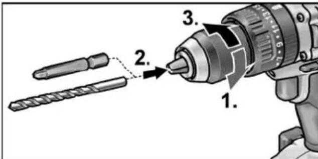 Flex PD 2G 10.8-EC - Einsetzen der Werkzeuge - 1