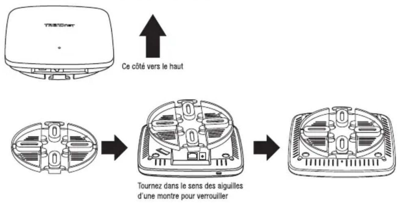 graph TD A["Treadon"] --> B["Ce côté vers le haut"] B --> C["Tournez dans le sens des aiguilles d'une montre pour verrouiller"]