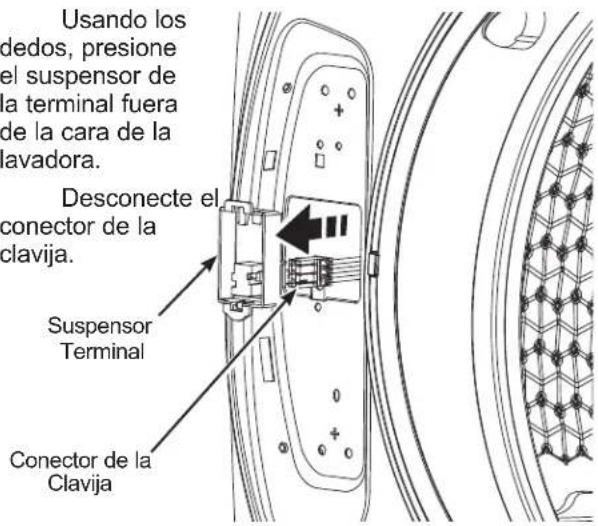 GE PFW870SPVRS - RETIRE EL SUSPENSOR DE LA TERMINAL Y DESCONECTE EL CONECTOR DE LA CLAVIJA DE LA LAVADORA - 1