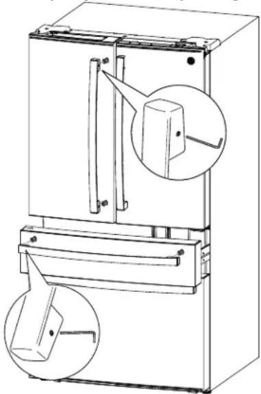 GE PAD28BYTFS - INSTALLACION DE LAS MANIJAS DEL REFRIGERADOR Y DEL FREEZER - 1