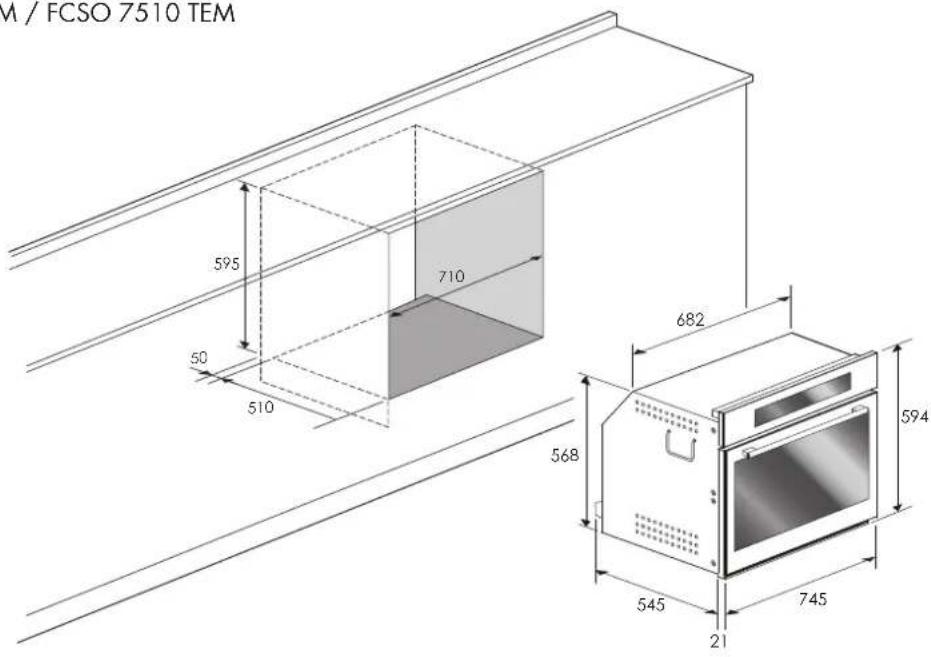 Fulgor Milano FCLSO 7510 TEM BK - CORTE Y DIMENSIONES 74,5 cm - 1