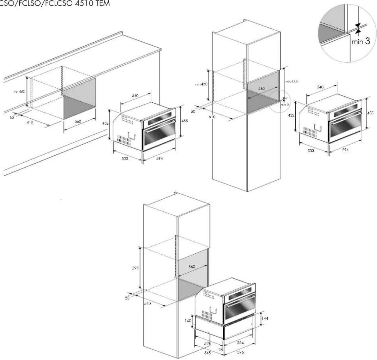 Fulgor Milano FCLSO 7510 TEM BK - Installing the oven in a cabinet - 2