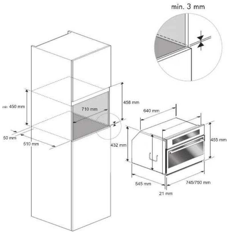 Fulgor Milano FUTGMO 4505 MT GBK - Installing the oven in a cabinet - 5