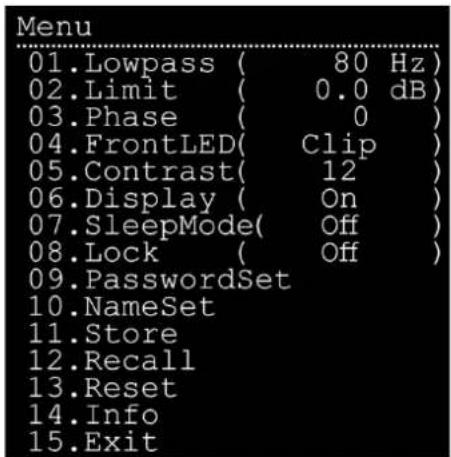 DAP-Audio Pure-18AS - Options du menu principal - 2