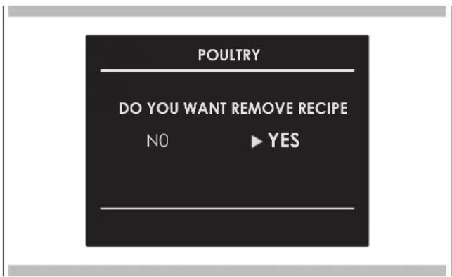 POULTRY DO YOU WANT REMOVE RECIPE NO ▶ YES