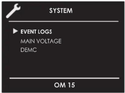SYSTEM EVENT LOGS MAIN VOLTAGE DEMC OM 15