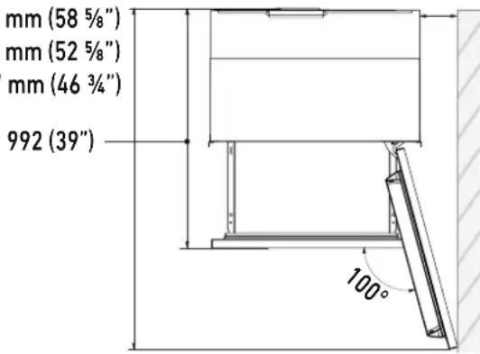 mm (58 5/8") mm (52 5/8") mm (46 3/4") 992 (39") 100°