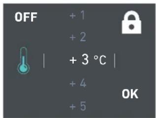 OFF + 1 + 2 | + 3 °C | + 4 + 5 OK