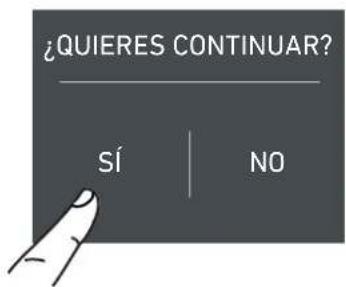 ¿QUIERES CONTINUAR? SÍ | NO