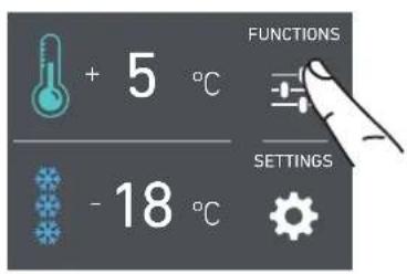 + 5 °C - 18 °C FUNCTIONS SETTINGS