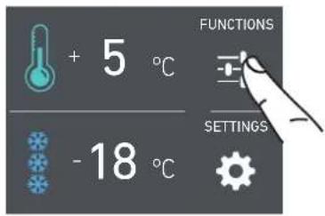 + 5 °C - 18 °C FUNCTIONS SETTINGS