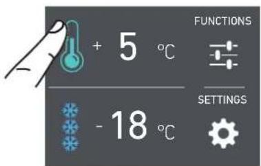 + 5 °C - 18 °C FUNCTIONS SETTINGS
