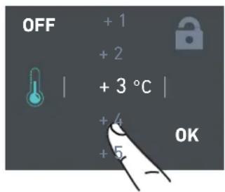 OFF + 1 + 2 + 3 °C | + 4 + 5 OK