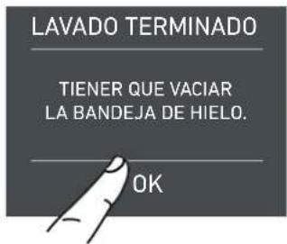 LAVADO TERMINADO TIENER QUE VACIAR LA BANDEJA DE HIELO. OK