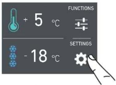 + 5 °C - 18 °C FUNCTIONS SETTINGS