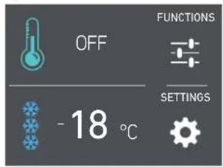 OFF -18 °C FUNCTIONS SETTINGS