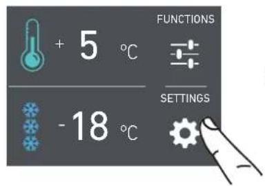+ 5 °C -18 °C FUNCTIONS SETTINGS