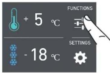 + 5 °C - 18 °C FUNCTIONS SETTINGS