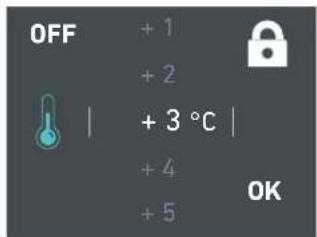 OFF + 1 + 2 + 3 °C | + 4 + 5 OK