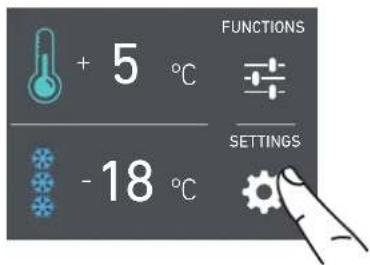 FUNCTIONS + 5 °C - 18 °C SETTINGS